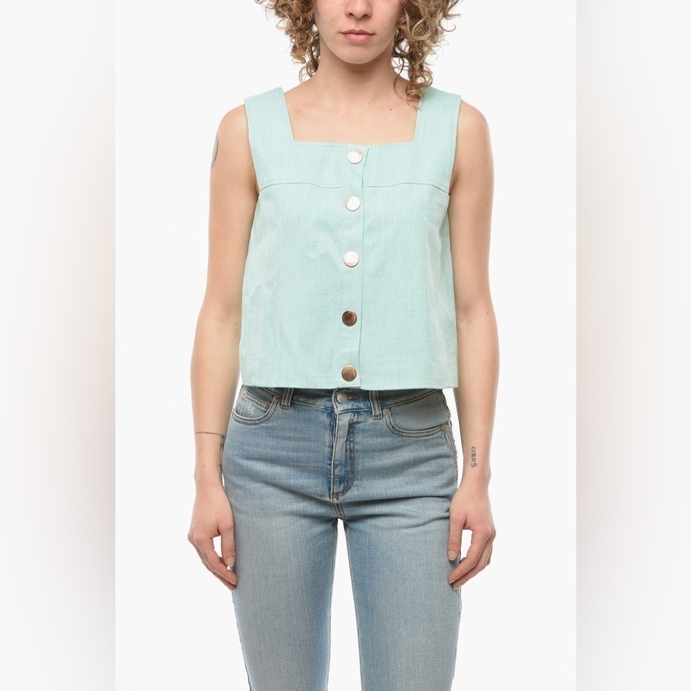 See by Chloe sleeveless button up crop top
